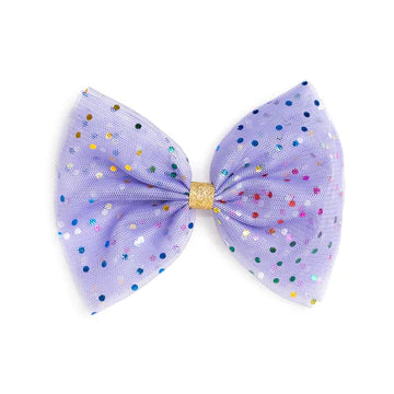 Lavender Confetti Tulle Bow Clip