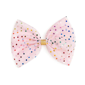 Pink Confetti Tulle Bow Clip