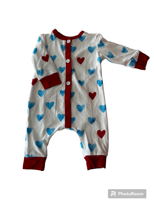 Blue Hearts Romper- Buttflaps Pajamas