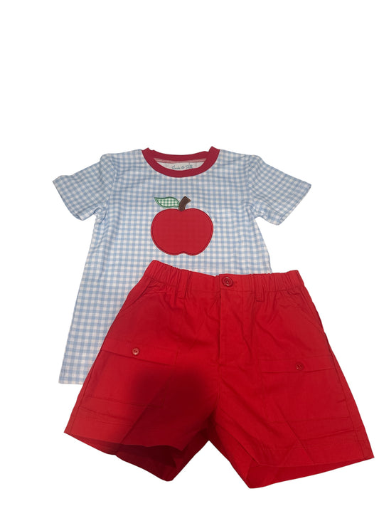 Back to School Apple Shorts Set