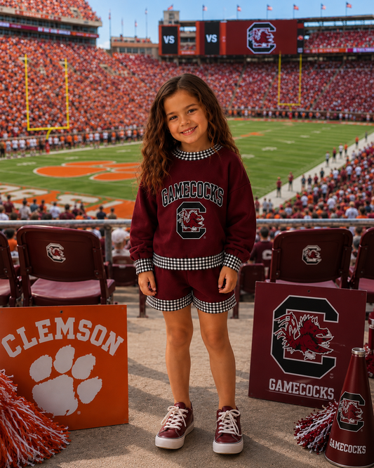 Girls Gamecock Gingham Short Set