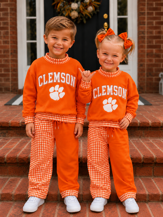 Clemson Plaid Pant Set