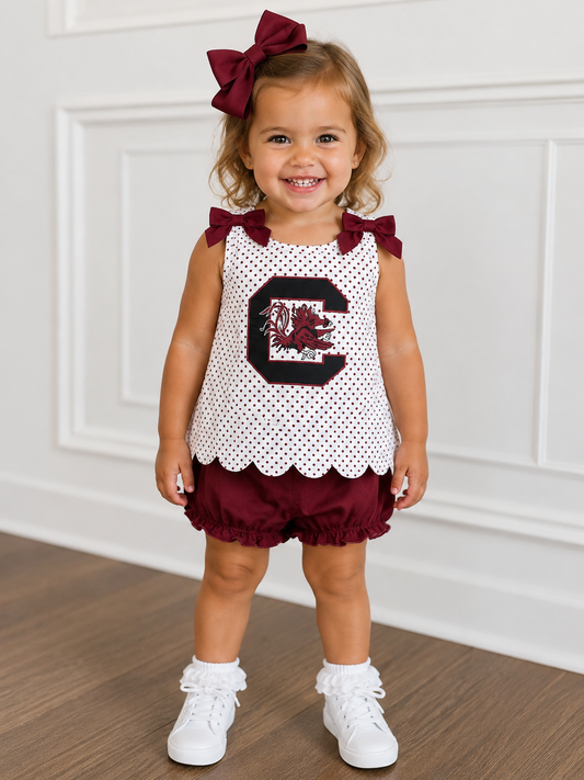 USC Gamecock Polka Dot Diaper Set