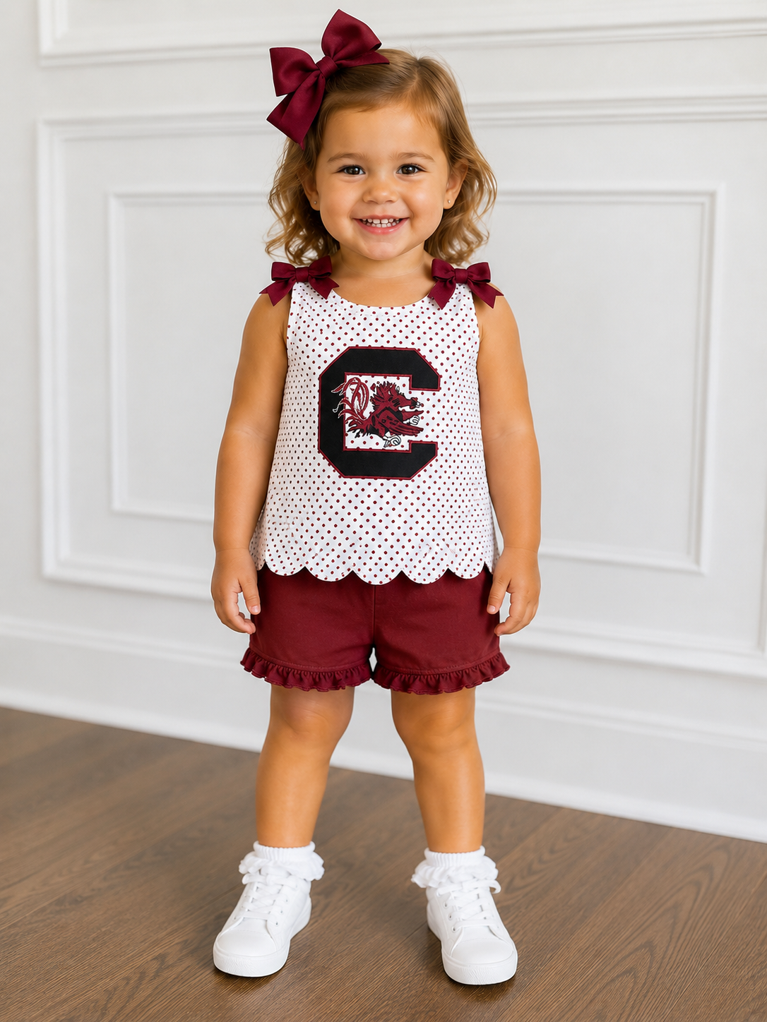 USC Gamecock Polka Dot Scallop Short Set