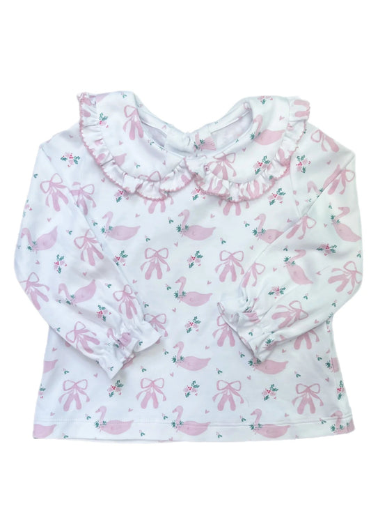 James & Lottie Pima Peter Pan Collar Top, Swan