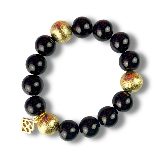 BLACK BEADED BRIANNA BRACELET