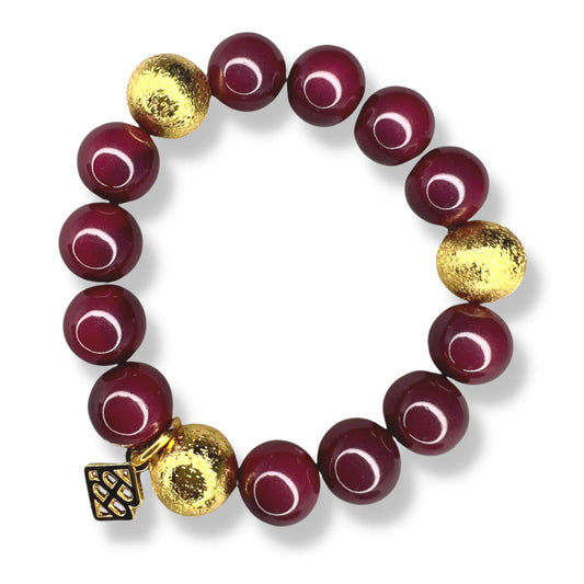 MAROON BEADED BRIANNA BRACELET