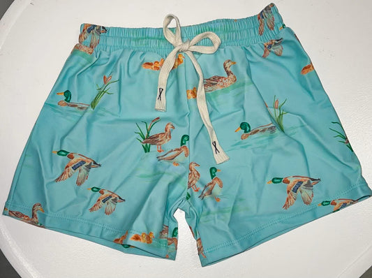 Boys Teal Duck Performance Shorts