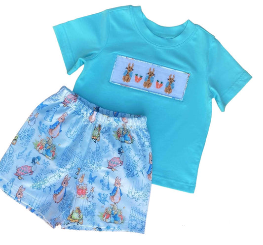 Boys Smocked Rabbit Short Set