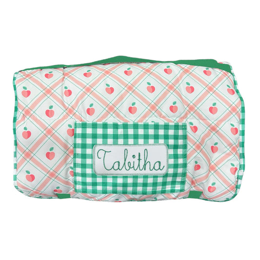 Nap Mat-Peaches Plaid (monogram included)