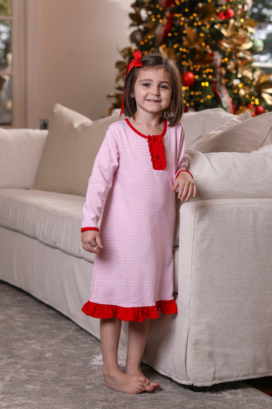 Light Pink Stripe & Red Nightgown