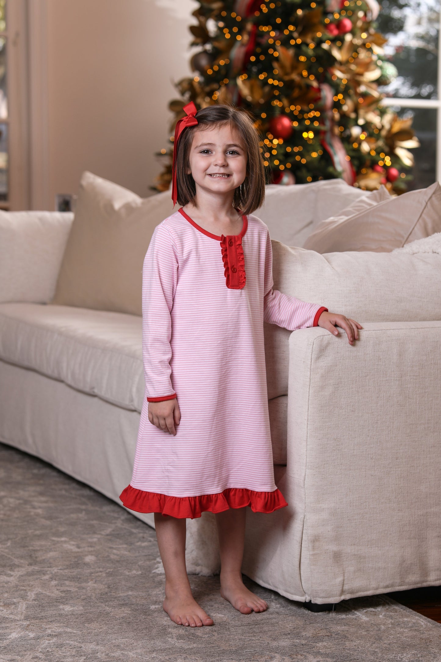 Light Pink Stripe & Red Nightgown