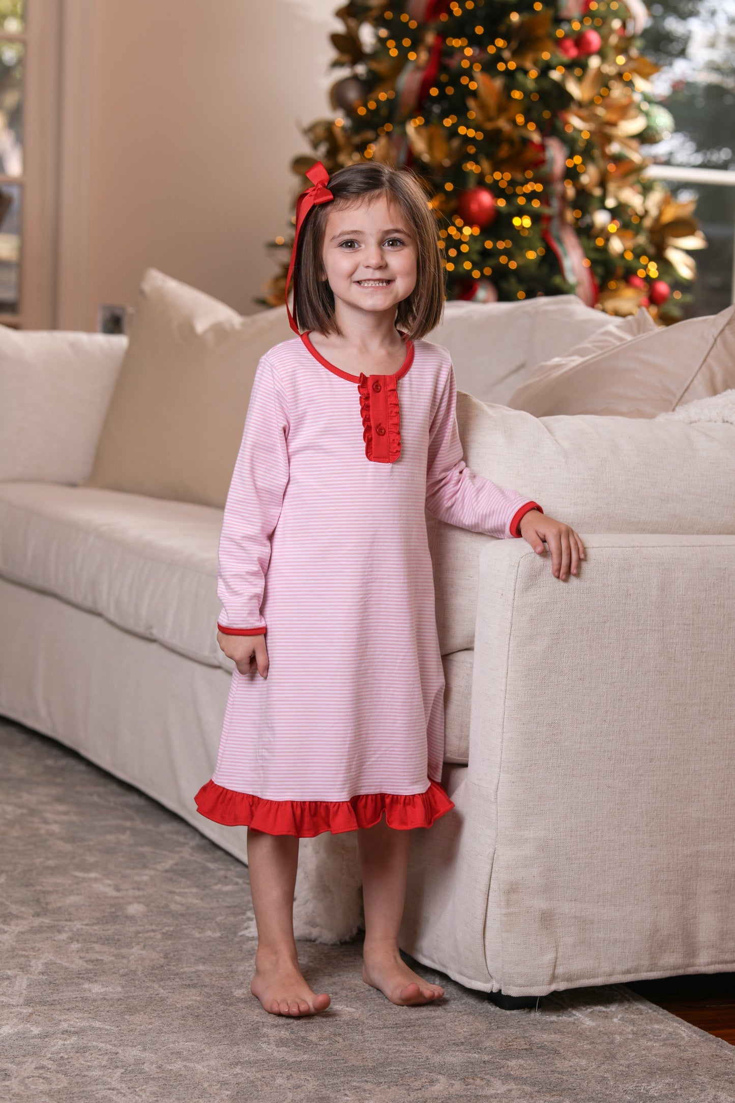 Light Pink Stripe & Red Nightgown