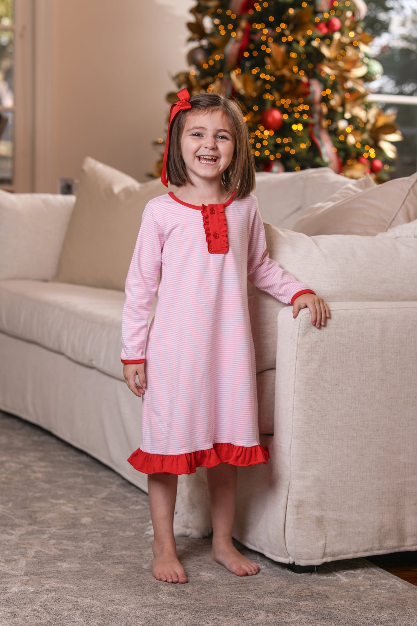 Light Pink Stripe & Red Nightgown