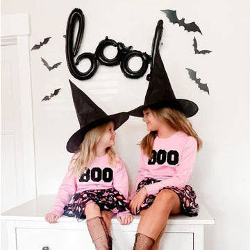 BOO PATCH HALLOWEEN SWEATSHIRT - PINK