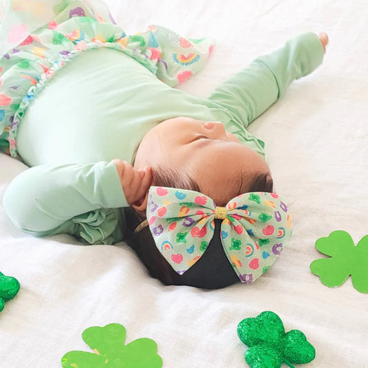 LUCKY CHARM ST. PATRICK'S DAY TULLE BOW BABY HEADBAND