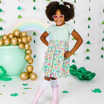 Lucky Charm St. Patrick's Day Short Sleeve Tutu Dress