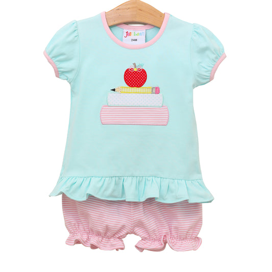 School Book Stack Bloomer Set (Monogram Included)