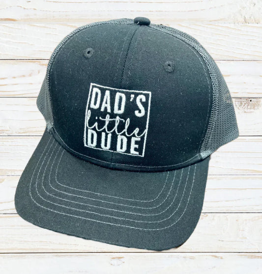 Dad's Little Dude Embroidered Hat (Black/Grey)