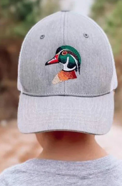 Wood Duck Embroidered Hat (Grey/White)