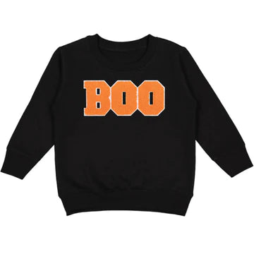 BOO PATCH HALLOWEEN SWEATSHIRT - BLACK