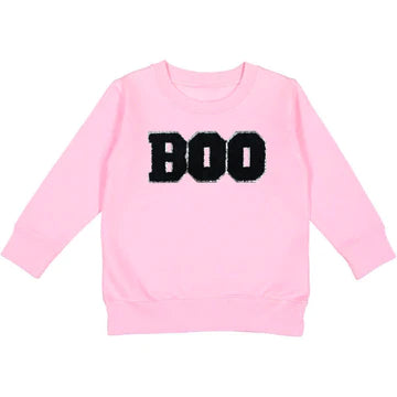 BOO PATCH HALLOWEEN SWEATSHIRT - PINK