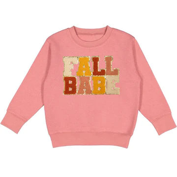 FALL BABE PATCH SWEATSHIRT - DUSTY ROSE