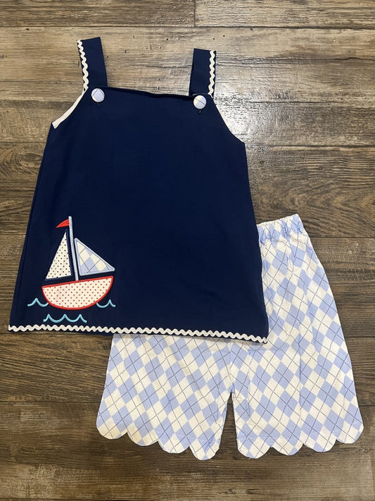 Rhombus Navy Girl Set