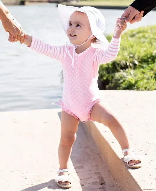 RuffleButts White Sun Protective Hat