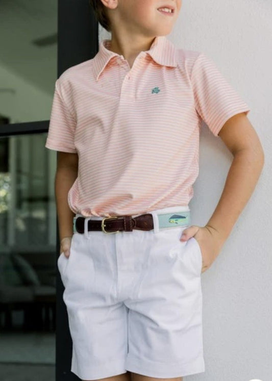 The Bailey Boys Henry Stripe Polo Coral/White