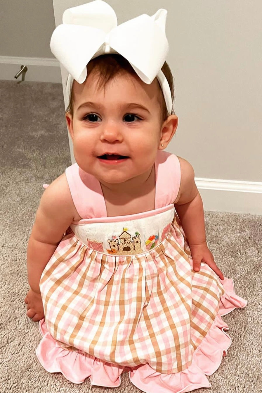 Sandy Castle Hand Smocked Sundress