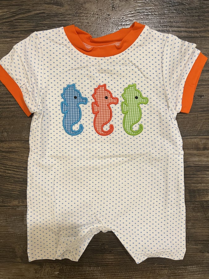 Seahorse Applique Boy Bubble