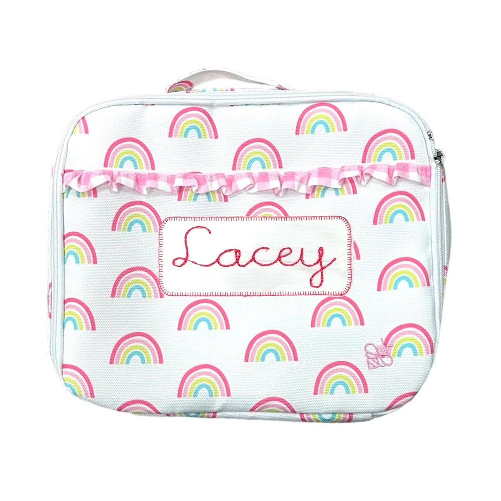 Lunch Bag- Rainbows (monogram included)