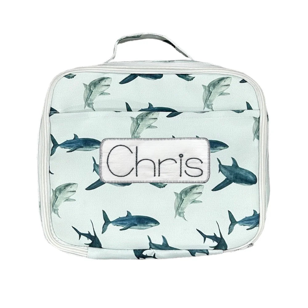 Lunch Bag- Sharks (monogram included)